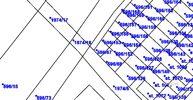 Parcela st. 596/67 v KÚ Sezemice nad Loučnou, Katastrální mapa