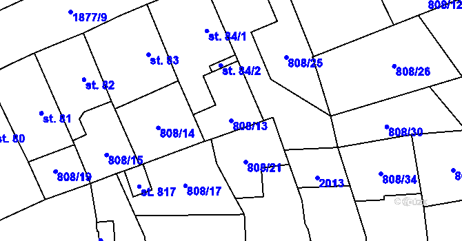 Parcela st. 808/13 v KÚ Sezemice nad Loučnou, Katastrální mapa