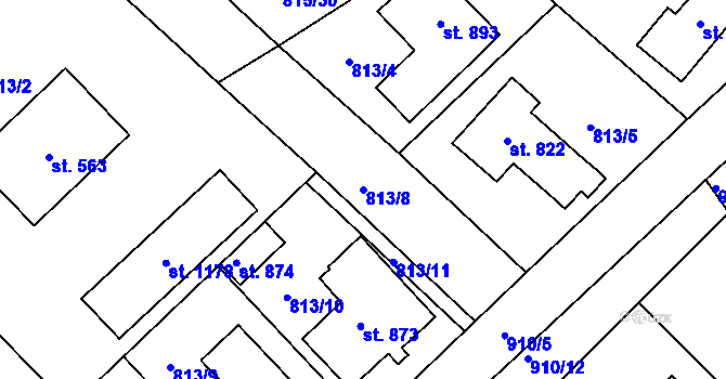 Parcela st. 813/8 v KÚ Sezemice nad Loučnou, Katastrální mapa