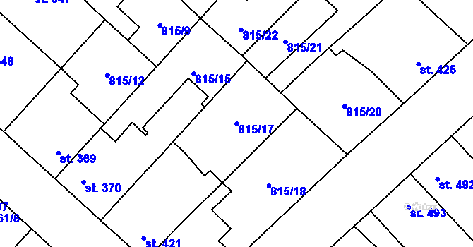 Parcela st. 815/17 v KÚ Sezemice nad Loučnou, Katastrální mapa