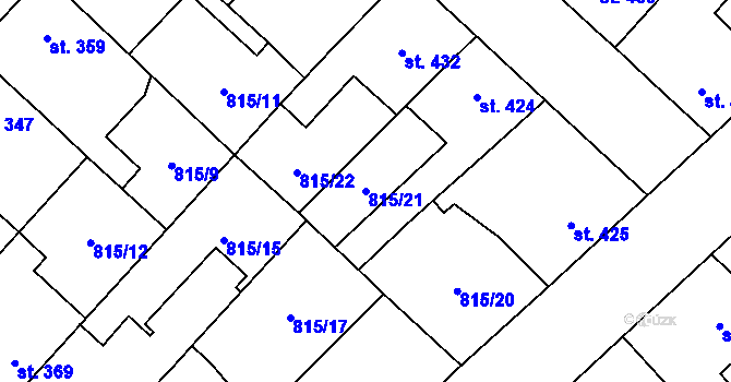 Parcela st. 815/21 v KÚ Sezemice nad Loučnou, Katastrální mapa
