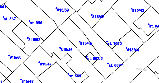 Parcela st. 815/45 v KÚ Sezemice nad Loučnou, Katastrální mapa