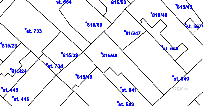 Parcela st. 815/48 v KÚ Sezemice nad Loučnou, Katastrální mapa