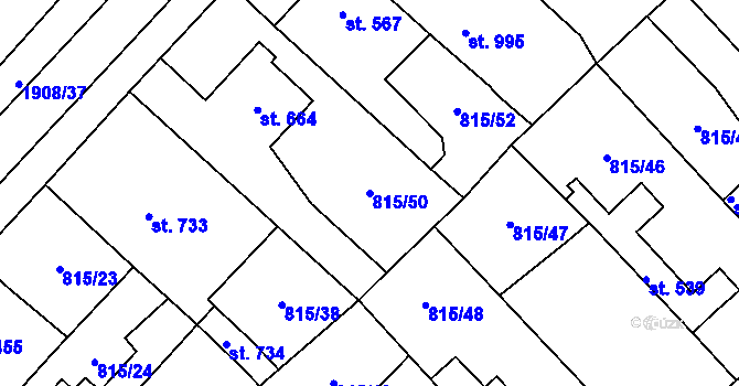 Parcela st. 815/50 v KÚ Sezemice nad Loučnou, Katastrální mapa