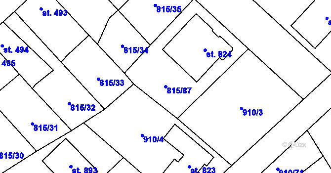 Parcela st. 815/87 v KÚ Sezemice nad Loučnou, Katastrální mapa