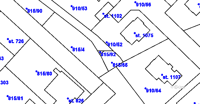Parcela st. 815/92 v KÚ Sezemice nad Loučnou, Katastrální mapa