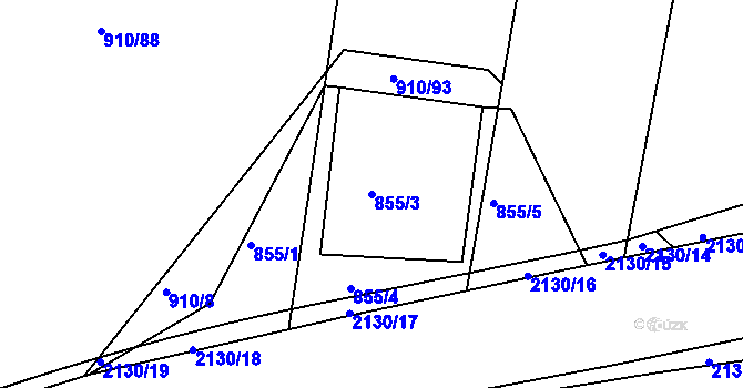 Parcela st. 855/3 v KÚ Sezemice nad Loučnou, Katastrální mapa
