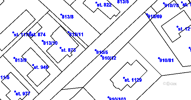 Parcela st. 910/5 v KÚ Sezemice nad Loučnou, Katastrální mapa