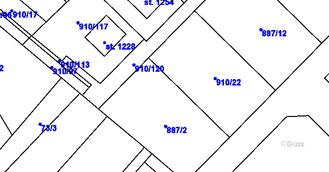 Parcela st. 910/22 v KÚ Sezemice nad Loučnou, Katastrální mapa