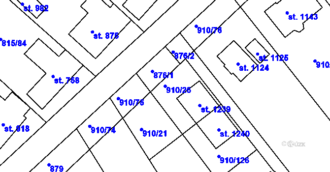 Parcela st. 910/26 v KÚ Sezemice nad Loučnou, Katastrální mapa