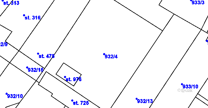 Parcela st. 932/4 v KÚ Sezemice nad Loučnou, Katastrální mapa