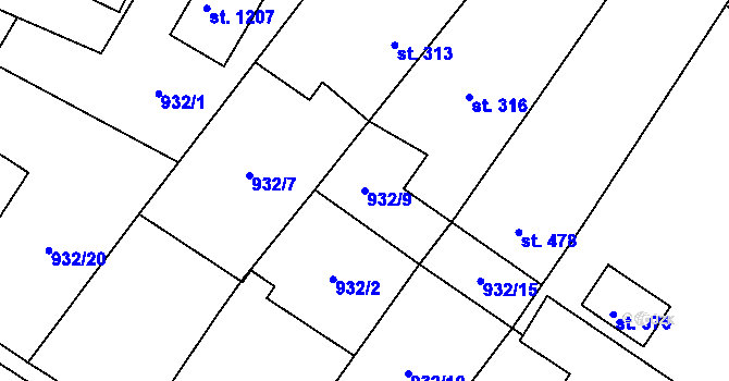 Parcela st. 932/9 v KÚ Sezemice nad Loučnou, Katastrální mapa