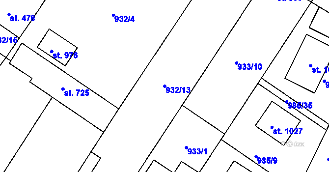 Parcela st. 932/13 v KÚ Sezemice nad Loučnou, Katastrální mapa