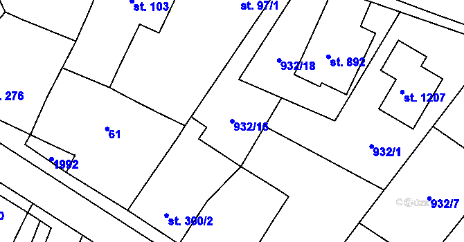 Parcela st. 932/16 v KÚ Sezemice nad Loučnou, Katastrální mapa