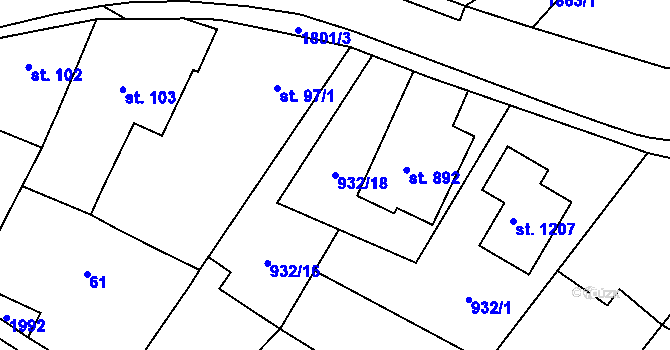 Parcela st. 932/18 v KÚ Sezemice nad Loučnou, Katastrální mapa