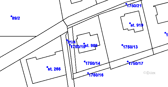 Parcela st. 986 v KÚ Sezemice nad Loučnou, Katastrální mapa
