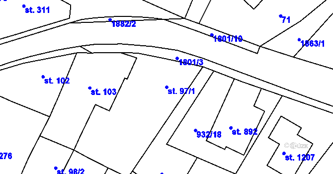 Parcela st. 97/1 v KÚ Sezemice nad Loučnou, Katastrální mapa