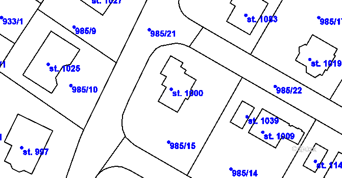 Parcela st. 1000 v KÚ Sezemice nad Loučnou, Katastrální mapa