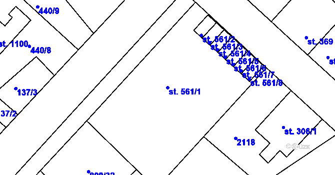 Parcela st. 561/1 v KÚ Sezemice nad Loučnou, Katastrální mapa