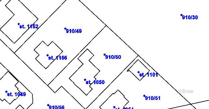 Parcela st. 910/50 v KÚ Sezemice nad Loučnou, Katastrální mapa