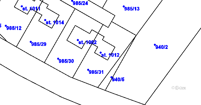 Parcela st. 1012 v KÚ Sezemice nad Loučnou, Katastrální mapa