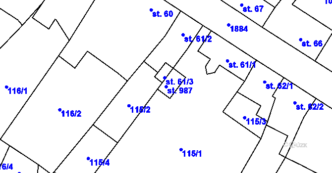 Parcela st. 987 v KÚ Sezemice nad Loučnou, Katastrální mapa