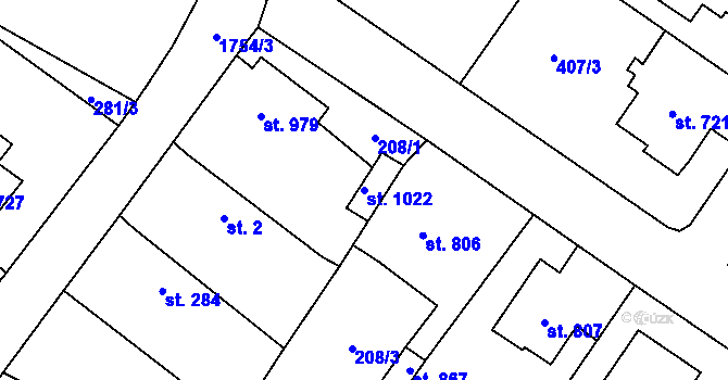 Parcela st. 1022 v KÚ Sezemice nad Loučnou, Katastrální mapa