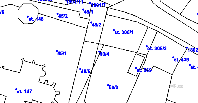 Parcela st. 50/4 v KÚ Sezemice nad Loučnou, Katastrální mapa