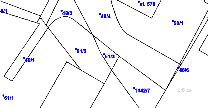 Parcela st. 51/3 v KÚ Sezemice nad Loučnou, Katastrální mapa