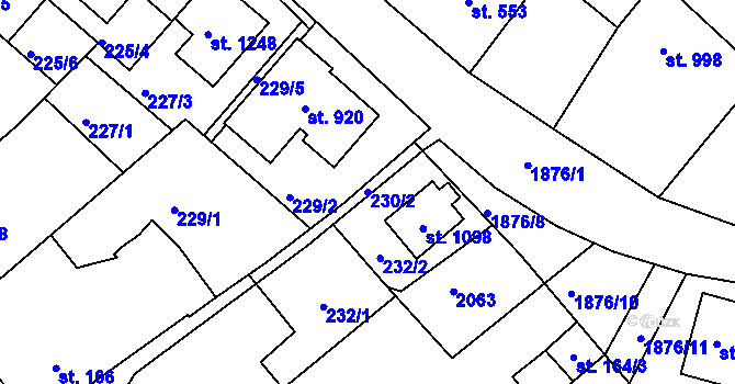 Parcela st. 230/2 v KÚ Sezemice nad Loučnou, Katastrální mapa