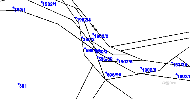 Parcela st. 350/3 v KÚ Sezemice nad Loučnou, Katastrální mapa