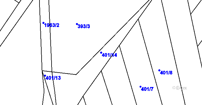 Parcela st. 401/14 v KÚ Sezemice nad Loučnou, Katastrální mapa