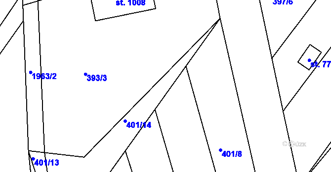 Parcela st. 401/17 v KÚ Sezemice nad Loučnou, Katastrální mapa