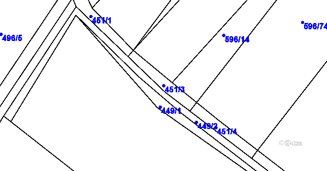 Parcela st. 451/3 v KÚ Sezemice nad Loučnou, Katastrální mapa