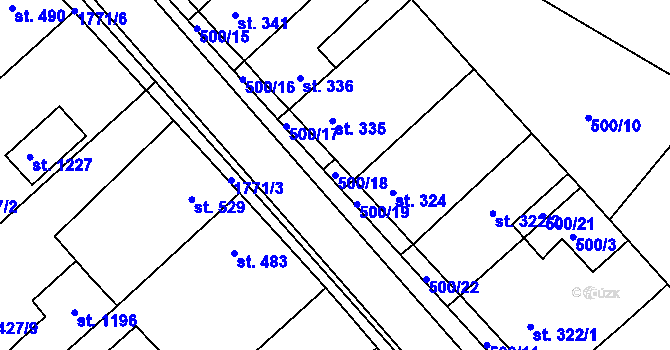 Parcela st. 500/18 v KÚ Sezemice nad Loučnou, Katastrální mapa