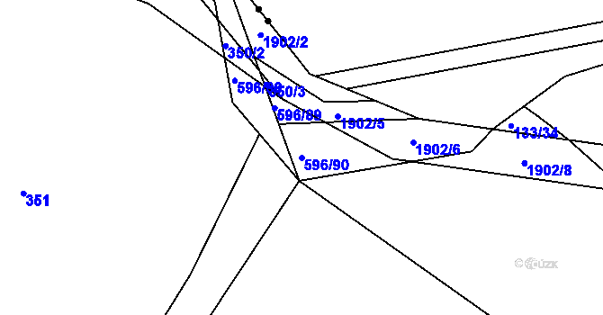 Parcela st. 596/90 v KÚ Sezemice nad Loučnou, Katastrální mapa