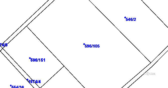 Parcela st. 596/105 v KÚ Sezemice nad Loučnou, Katastrální mapa