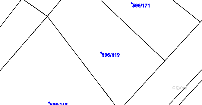Parcela st. 596/119 v KÚ Sezemice nad Loučnou, Katastrální mapa