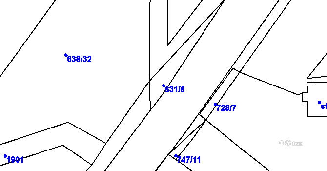Parcela st. 631/6 v KÚ Sezemice nad Loučnou, Katastrální mapa