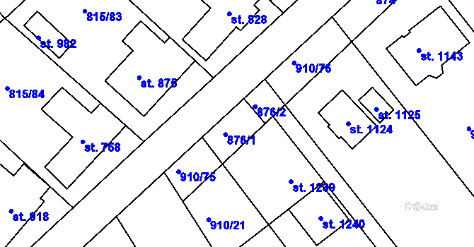 Parcela st. 876 v KÚ Sezemice nad Loučnou, Katastrální mapa