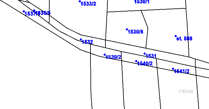 Parcela st. 1539/2 v KÚ Sezemice nad Loučnou, Katastrální mapa