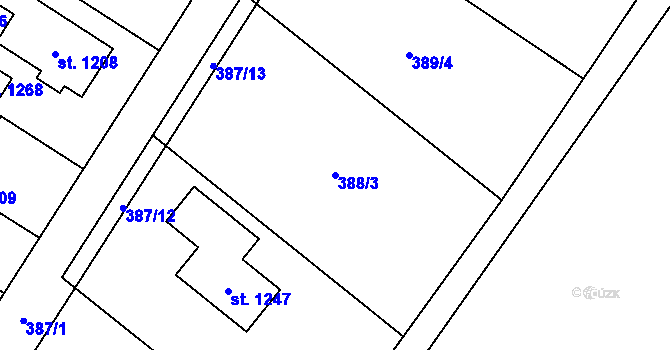 Parcela st. 388/3 v KÚ Sezemice nad Loučnou, Katastrální mapa