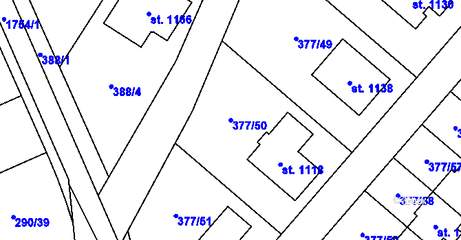 Parcela st. 377/50 v KÚ Sezemice nad Loučnou, Katastrální mapa