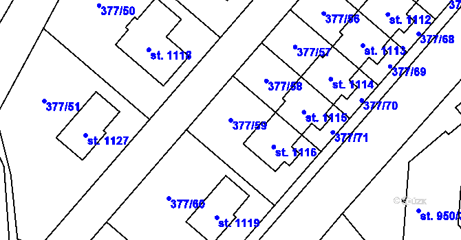 Parcela st. 377/59 v KÚ Sezemice nad Loučnou, Katastrální mapa