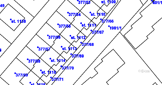 Parcela st. 377/68 v KÚ Sezemice nad Loučnou, Katastrální mapa