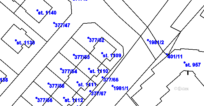 Parcela st. 1109 v KÚ Sezemice nad Loučnou, Katastrální mapa