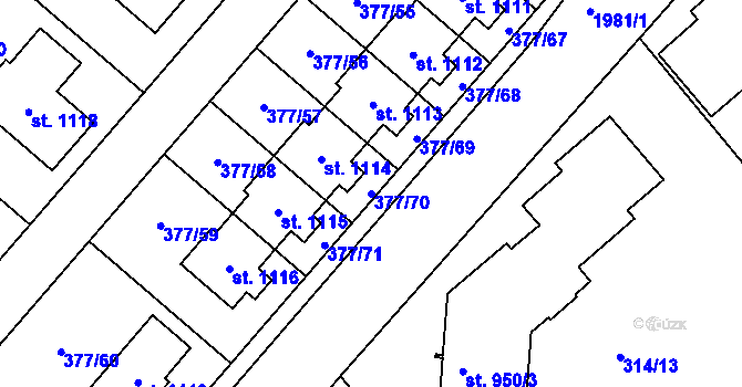 Parcela st. 377/70 v KÚ Sezemice nad Loučnou, Katastrální mapa