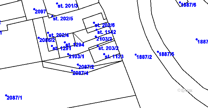 Parcela st. 1123 v KÚ Sezemice nad Loučnou, Katastrální mapa