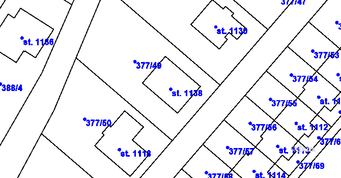 Parcela st. 1138 v KÚ Sezemice nad Loučnou, Katastrální mapa
