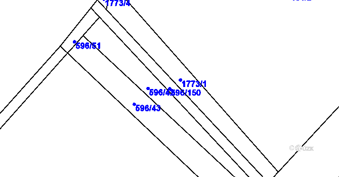 Parcela st. 596/150 v KÚ Sezemice nad Loučnou, Katastrální mapa
